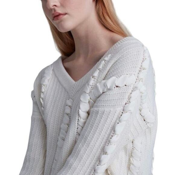 Club Monaco Woven Detail V-neck Sweater - M - Picture 5 of 5